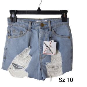 Girls Jean Shorts Sz 10 Distressed Blue Denim Shorts "Samantha" NWT